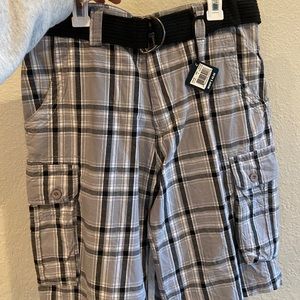 Airwalk Plaid Flat Front Shorts w/ Belt